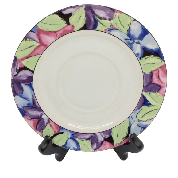 2 Vitromaster 6 3/8" Saucer Plates Stoneware 1993 Morning Glory Pattern - Picture 5 of 5